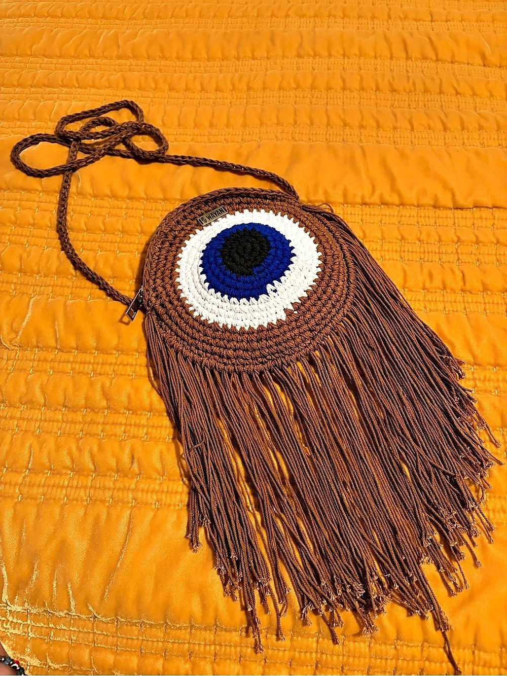 Wayan Fringe Crossbody Bag Brown Blue Like New